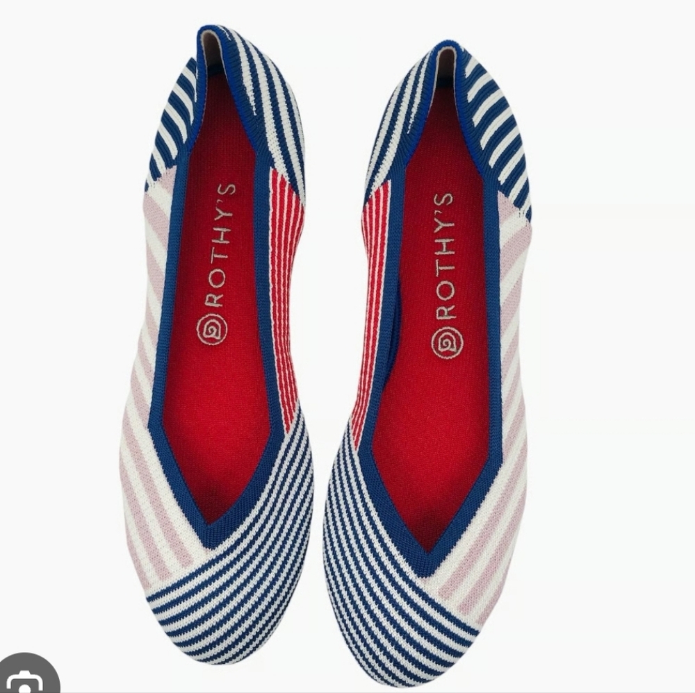 Rothy's Blue and Pink Striped Flats - Picture 2 of 13